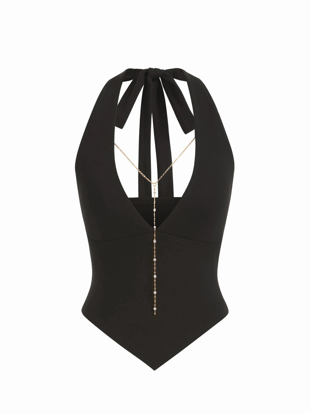 Cider Black Halter V-Neck Crop Top - Picture 3 of 3